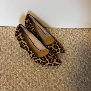 Franco Sarto Leopard Print wedge heels Women's Shoes 7.5 leather upper